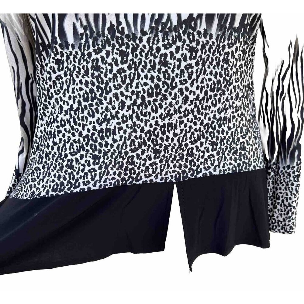 Women's Bali - Multi Animal Print Two Tone Black & White Stretch Tunic XXL - Picture 7 of 13